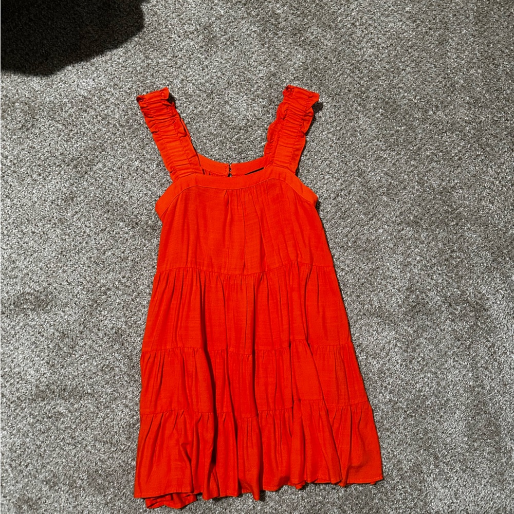 Orange Tiered Flowy Mini Dress